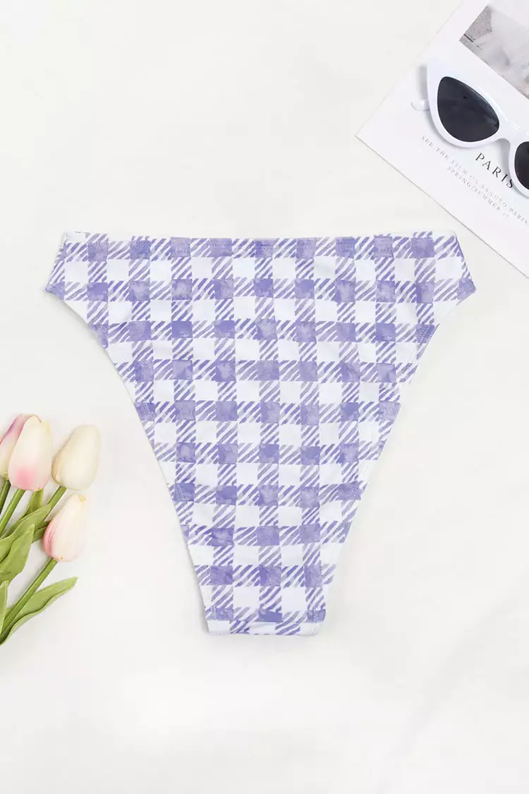 Cupshe Summertime Gingham Cheeky High Waist Bikini Bottom 4 Cupshe Summertime Gingham Cheeky High Waist Bikini Bottom - Image 4