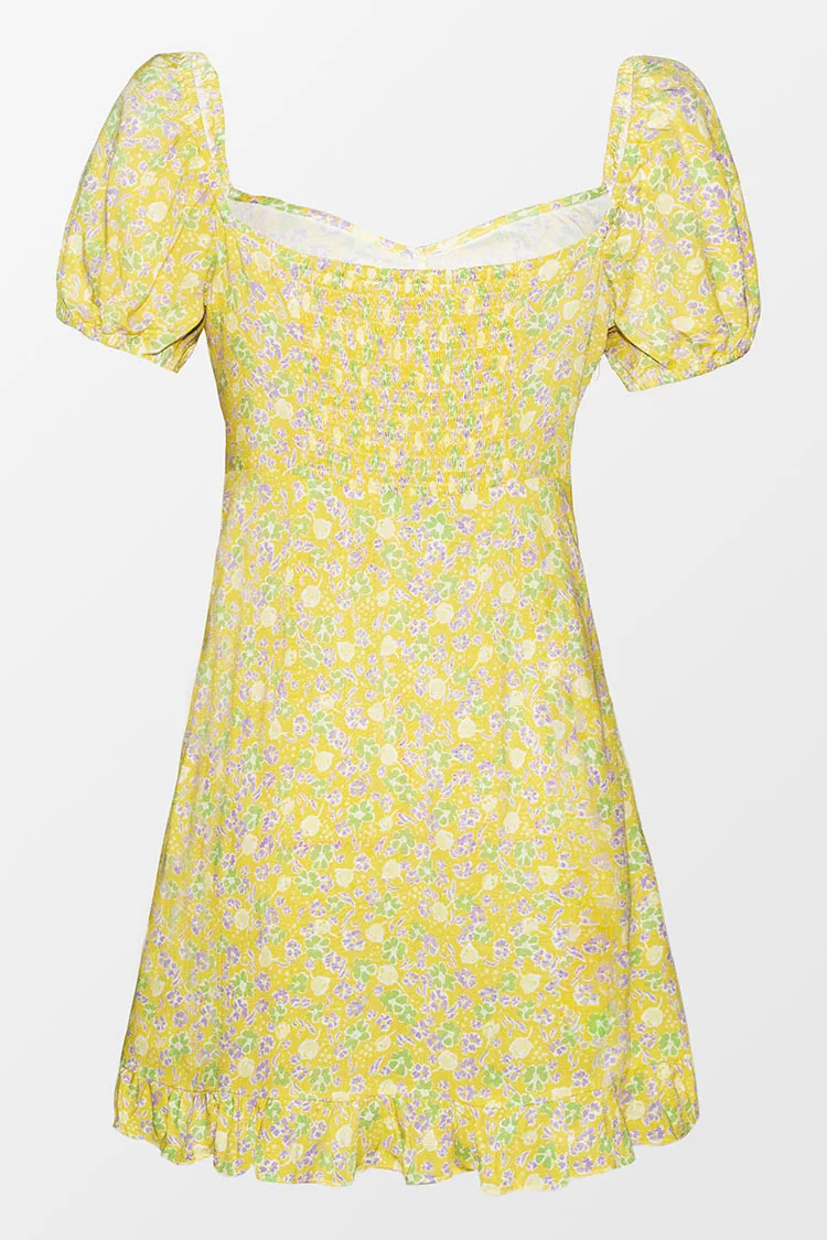 Cupshe Alianna Yellow Ditsy Puff Sleeve Dress 4 Cupshe Alianna Yellow Ditsy Puff Sleeve Dress - Image 4