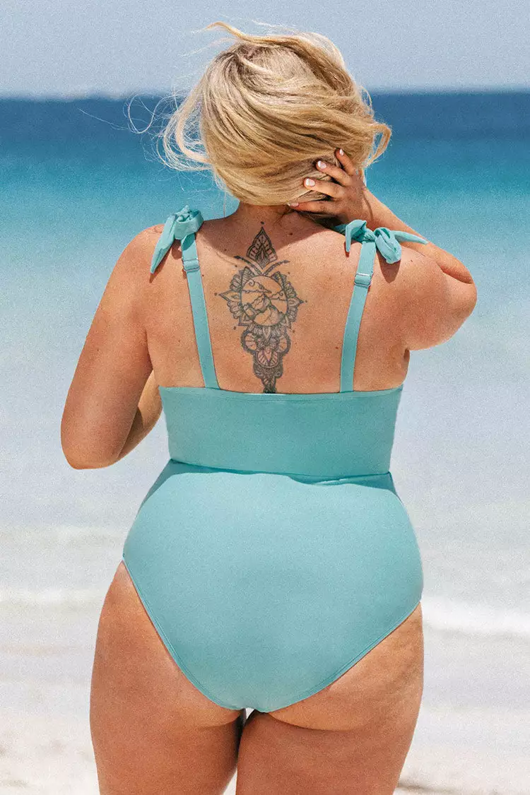Cupshe Charmed Romance Faux Bow Plus Size One Piece Swimsuit 2 Cupshe Charmed Romance Faux Bow Plus Size One Piece Swimsuit - Image 2