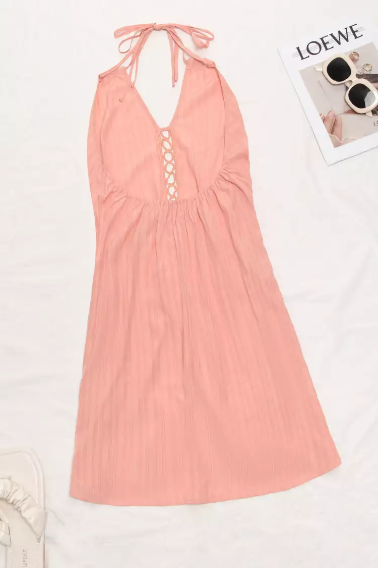 Cupshe Yasmine Halter V-neck Backles Slip Dress 4 Cupshe Yasmine Halter V-neck Backles Slip Dress - Image 4