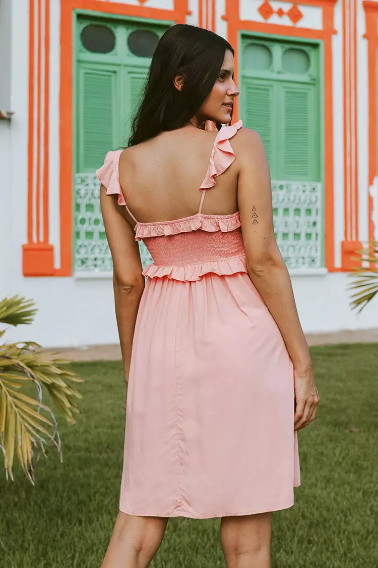 Cupshe Noelle Short Tie Frill Pink A-Shape Dress 2 Cupshe Noelle Short Tie Frill Pink A-Shape Dress - Image 2