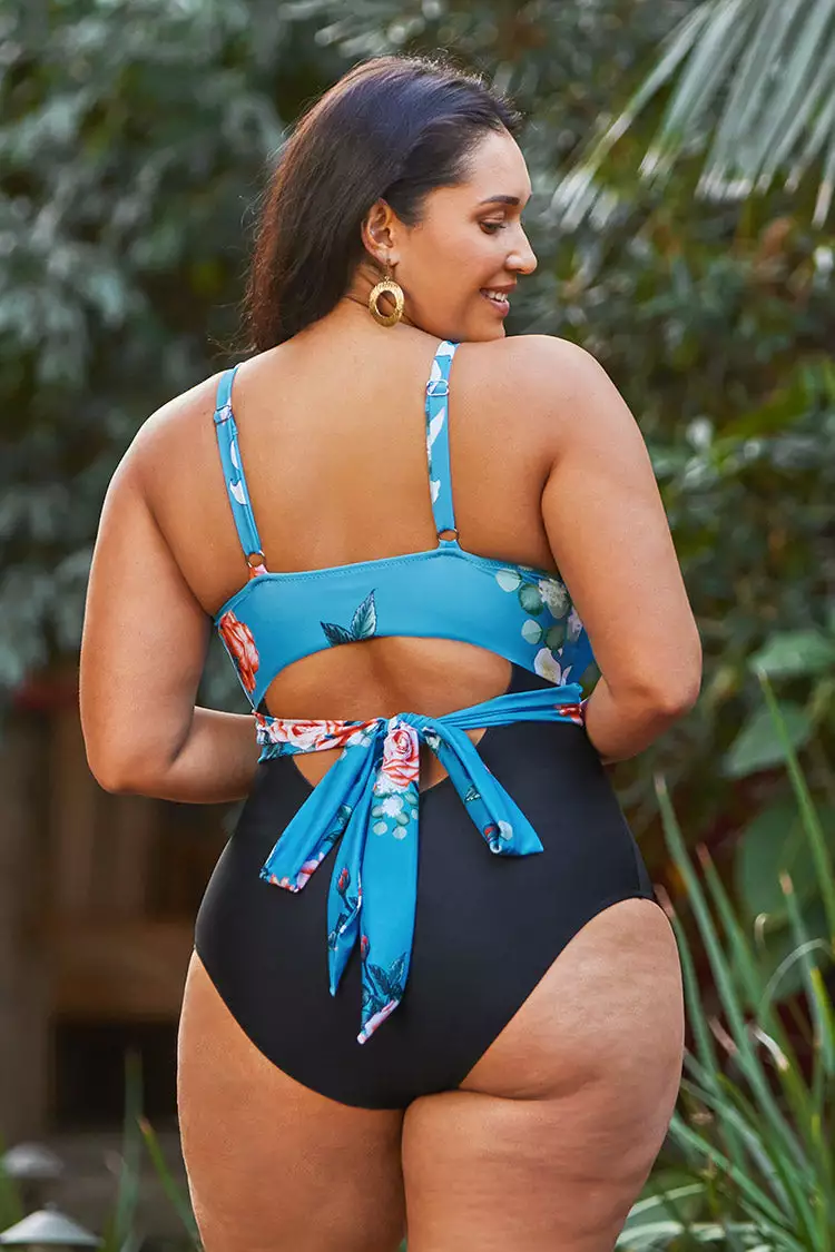 Cupshe Ember Floral Wrap Plus Size One Piece Swimsuit 2 Cupshe Ember Floral Wrap Plus Size One Piece Swimsuit - Image 2