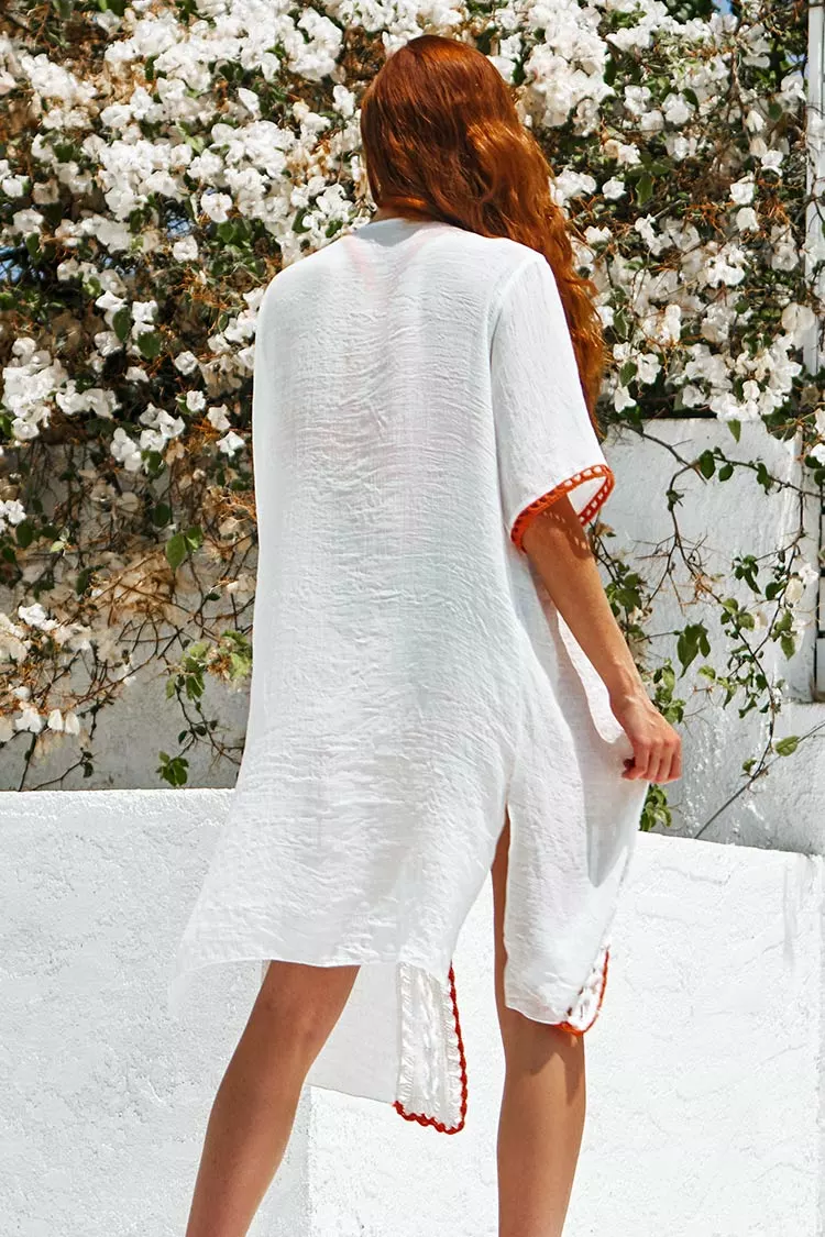 Cupshe June Contrast Crochet Trim Kimono Cover Up 2 Cupshe June Contrast Crochet Trim Kimono Cover Up - Image 2