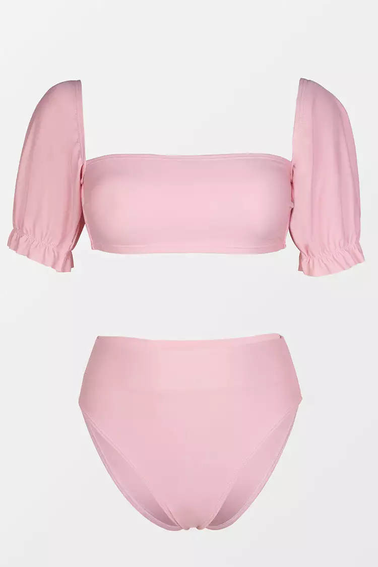 Cupshe Sidney Square Neck Short Sleeve High Waisted Bikini 4 Cupshe Sidney Square Neck Short Sleeve High Waisted Bikini - Image 4