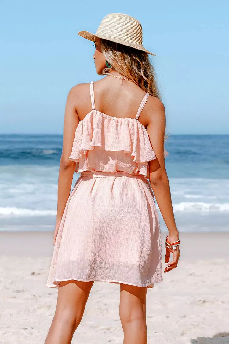 Cupshe Clarissa Pink Ruffle Belted Dress 2 Cupshe Clarissa Pink Ruffle Belted Dress - Image 2