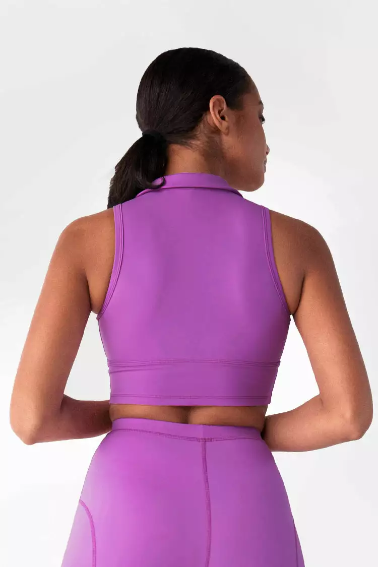 Cupshe Tropix Shirt Collar Crop Sports Bra 2 Cupshe Tropix Shirt Collar Crop Sports Bra - Image 2