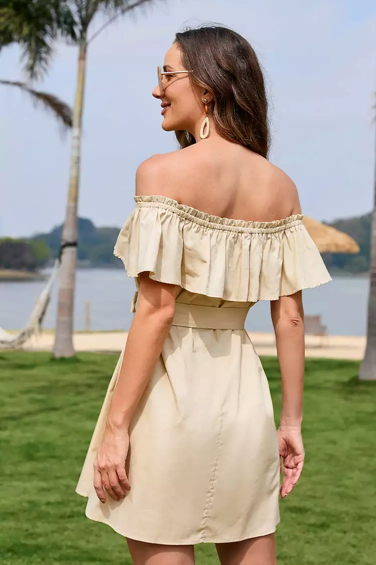 Cupshe Marlene Ruffle Off Shoulder Tie Waist Dress 2 Cupshe Marlene Ruffle Off Shoulder Tie Waist Dress - Image 2