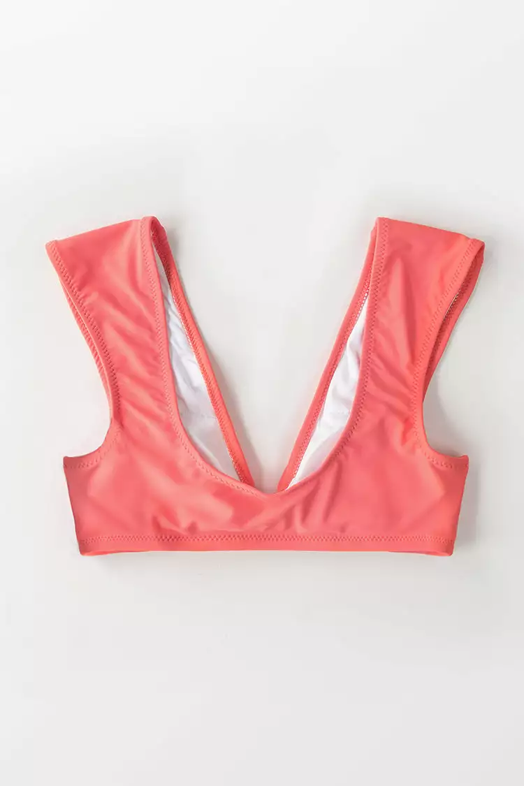 Cupshe Neon Pink Cap Sleeve Knotted Bikini Top 4 Cupshe Neon Pink Cap Sleeve Knotted Bikini Top - Image 4