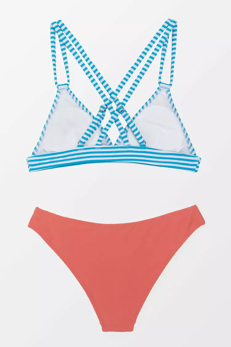 Cupshe Briella Triangle Striped and Peachy Crisscross Bikini 4 Cupshe Briella Triangle Striped and Peachy Crisscross Bikini - Image 4