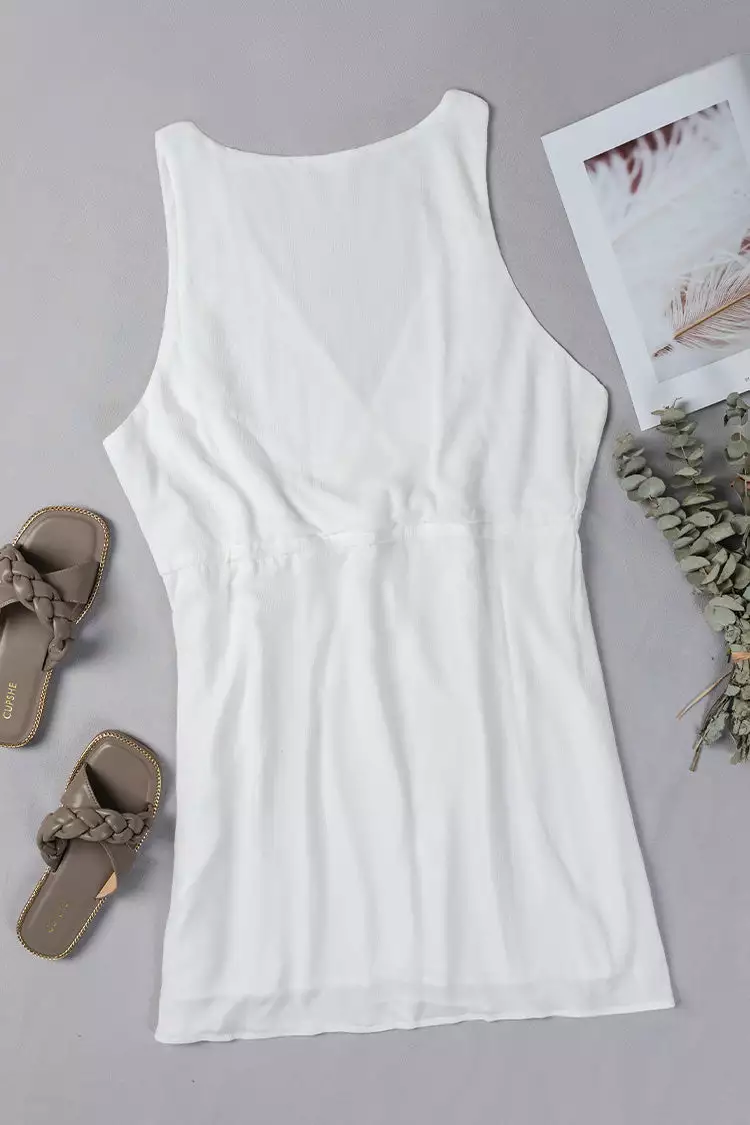 Cupshe Courtney White V-neck Waist Tie Dress 4 Cupshe Courtney White V-neck Waist Tie Dress - Image 4