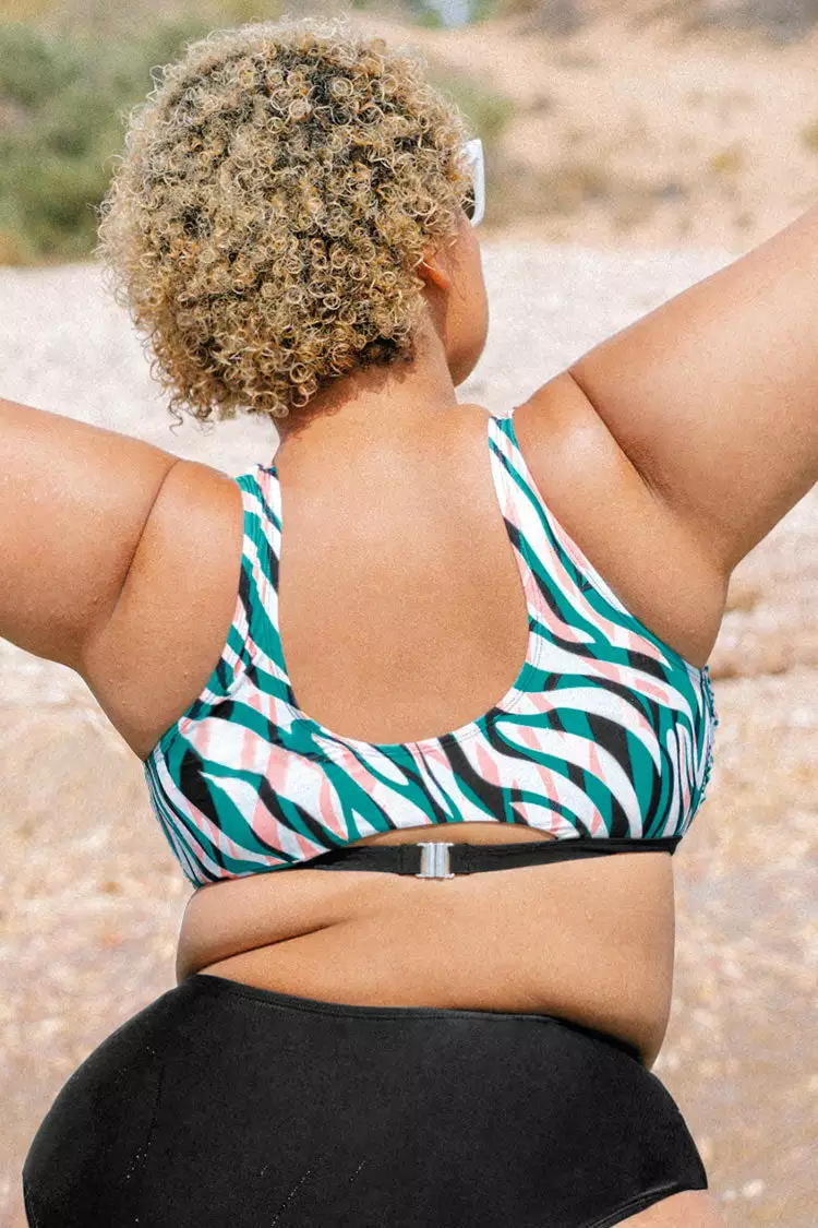 Cupshe Amiyah Zebra Print Cut Out Plus Size Bikini Top 2 Cupshe Amiyah Zebra Print Cut Out Plus Size Bikini Top - Image 2