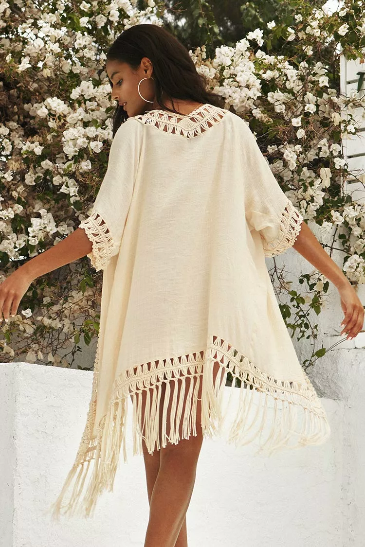 Cupshe Zola Crochet Trim Kimono Cover Up With Tassel 2 Cupshe Zola Crochet Trim Kimono Cover Up With Tassel - Image 2