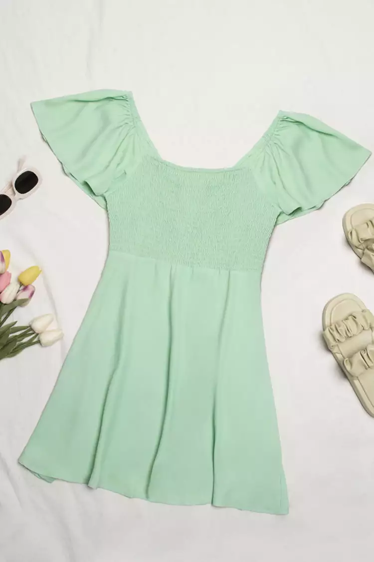 Cupshe Karly Green Square Neck Smocked Dress 4 Cupshe Karly Green Square Neck Smocked Dress - Image 4