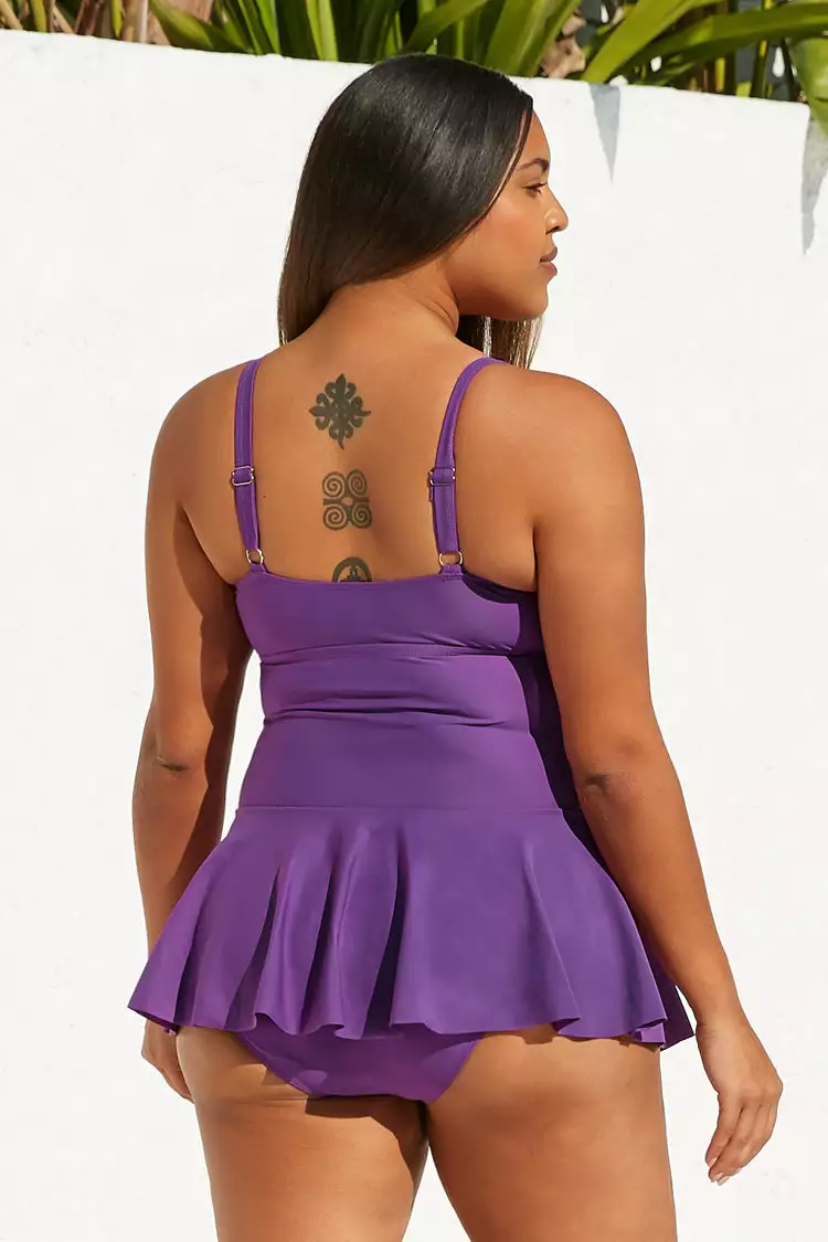 Cupshe Purple O-ring Plus Size One Piece Swimdress 2 Cupshe Purple O-ring Plus Size One Piece Swimdress - Image 2