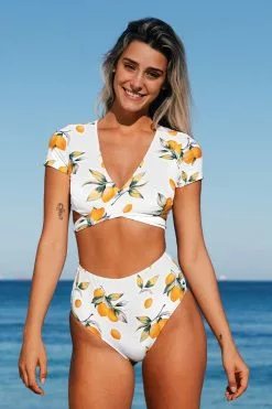 Cupshe Amina Fruit Print Wrap High Waisted Bikini