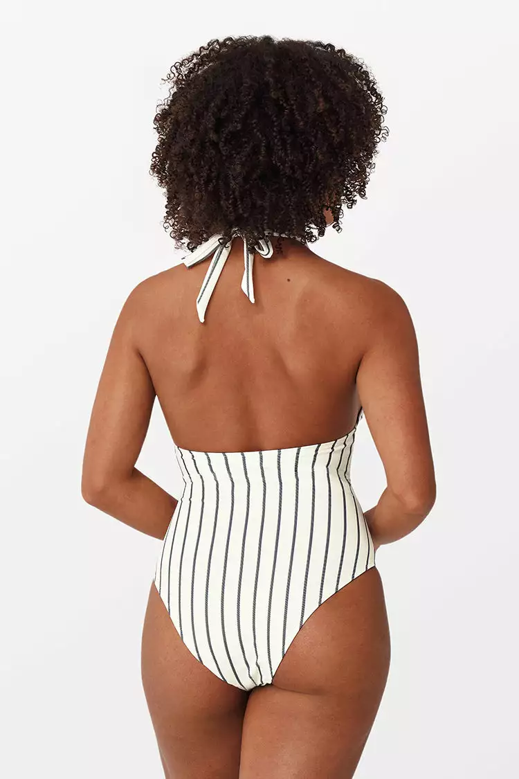 Cupshe Alice Stripe Halter One Piece Swimsuit 5 Cupshe Alice Stripe Halter One Piece Swimsuit - Image 5