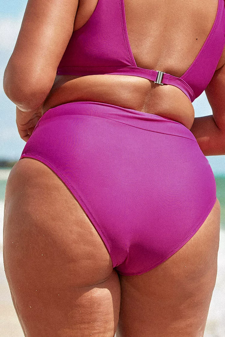 Cupshe Amira Fuchsia High Waisted Plus Size Bikini Bottom 2 Cupshe Amira Fuchsia High Waisted Plus Size Bikini Bottom - Image 2