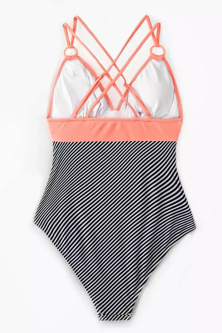 Cupshe Peachy and Striped One Piece Swimsuit 7 Cupshe Peachy and Striped One Piece Swimsuit - Image 7