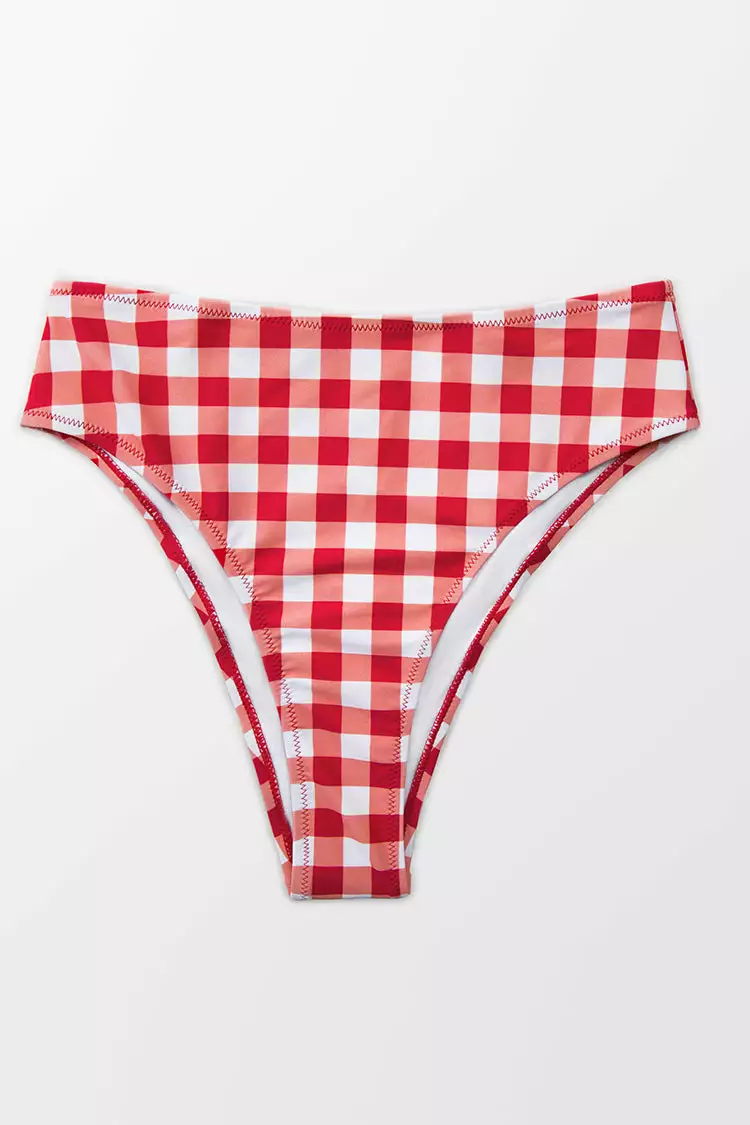 Cupshe Catalina Red Gingham High Waisted Bikini Bottom 3 Cupshe Catalina Red Gingham High Waisted Bikini Bottom - Image 3