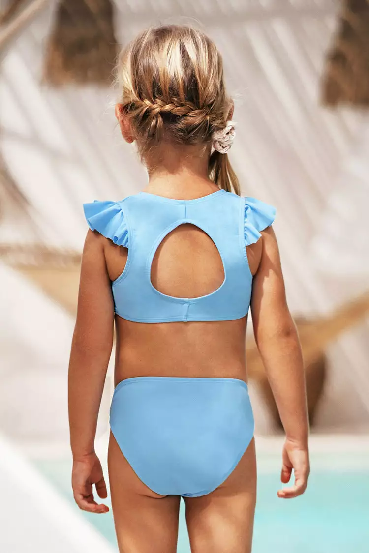 Cupshe Girls' Joyful Retro Ruffled Sleeve Bralette and Hipster Set 2 Cupshe Girls' Joyful Retro Ruffled Sleeve Bralette and Hipster Set - Image 2