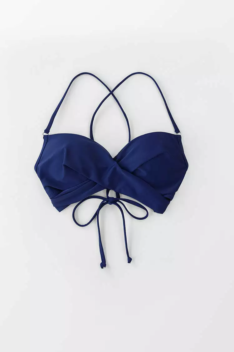 Cupshe Navy Wrap Lace Up Bikini Top 3 Cupshe Navy Wrap Lace Up Bikini Top - Image 3