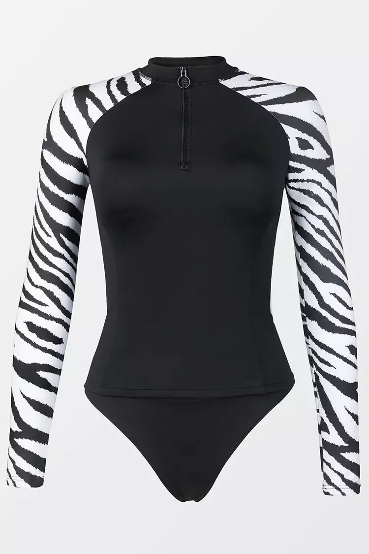 Cupshe Zahra Zebra Print High Neck Long Sleeve Tankini 4 Cupshe Zahra Zebra Print High Neck Long Sleeve Tankini - Image 4