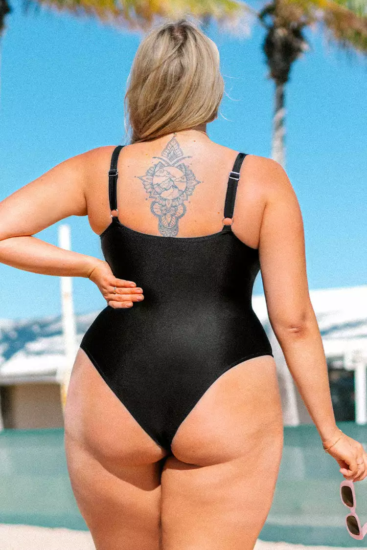 Cupshe Collins Black Ruched Plus Size One Piece Swimsuit 2 Cupshe Collins Black Ruched Plus Size One Piece Swimsuit - Image 2