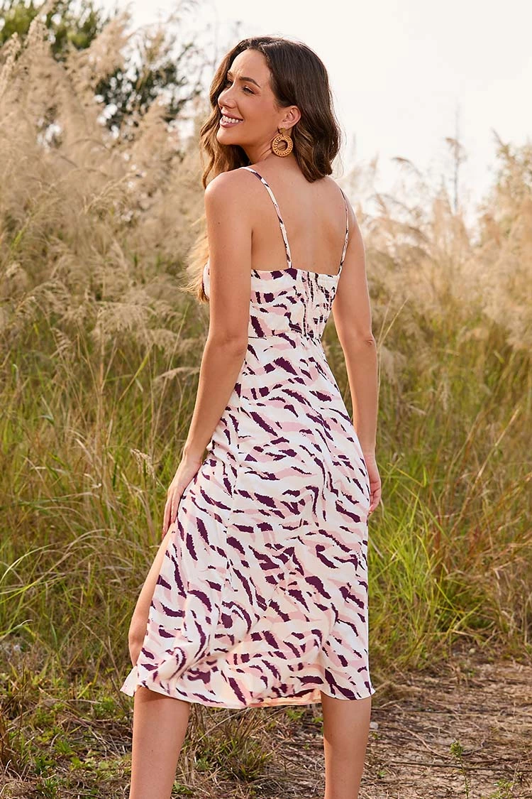 Cupshe Randi Zebra Striped Split Slip Dress 2 Cupshe Randi Zebra Striped Split Slip Dress - Image 2