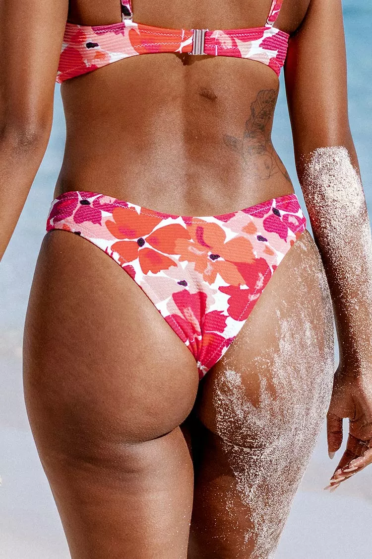 Cupshe Kalani Red Floral Low Waisted Bikini Bottom 2 Cupshe Kalani Red Floral Low Waisted Bikini Bottom - Image 2