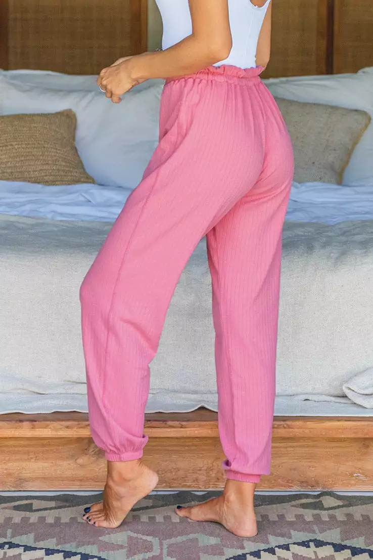 Cupshe Plume Pink Drawstring Waisted Sweatpants 2 Cupshe Plume Pink Drawstring Waisted Sweatpants - Image 2