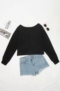 Cupshe Private Island Black V-neck Twist Long Sleeve Sweatshirt 8 Cupshe Private Island Black V-neck Twist Long Sleeve Sweatshirt -Deals Cupshe Store 2 f44f83d1 dd04 4361 ba98 0a8330b8c126