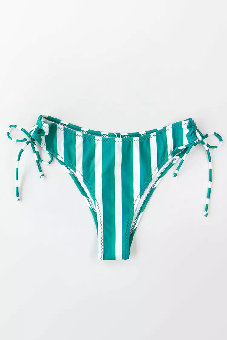 Cupshe Emmalyn Teal And White Striped Drawstring Bikini Bottom 4 Cupshe Emmalyn Teal And White Striped Drawstring Bikini Bottom - Image 4