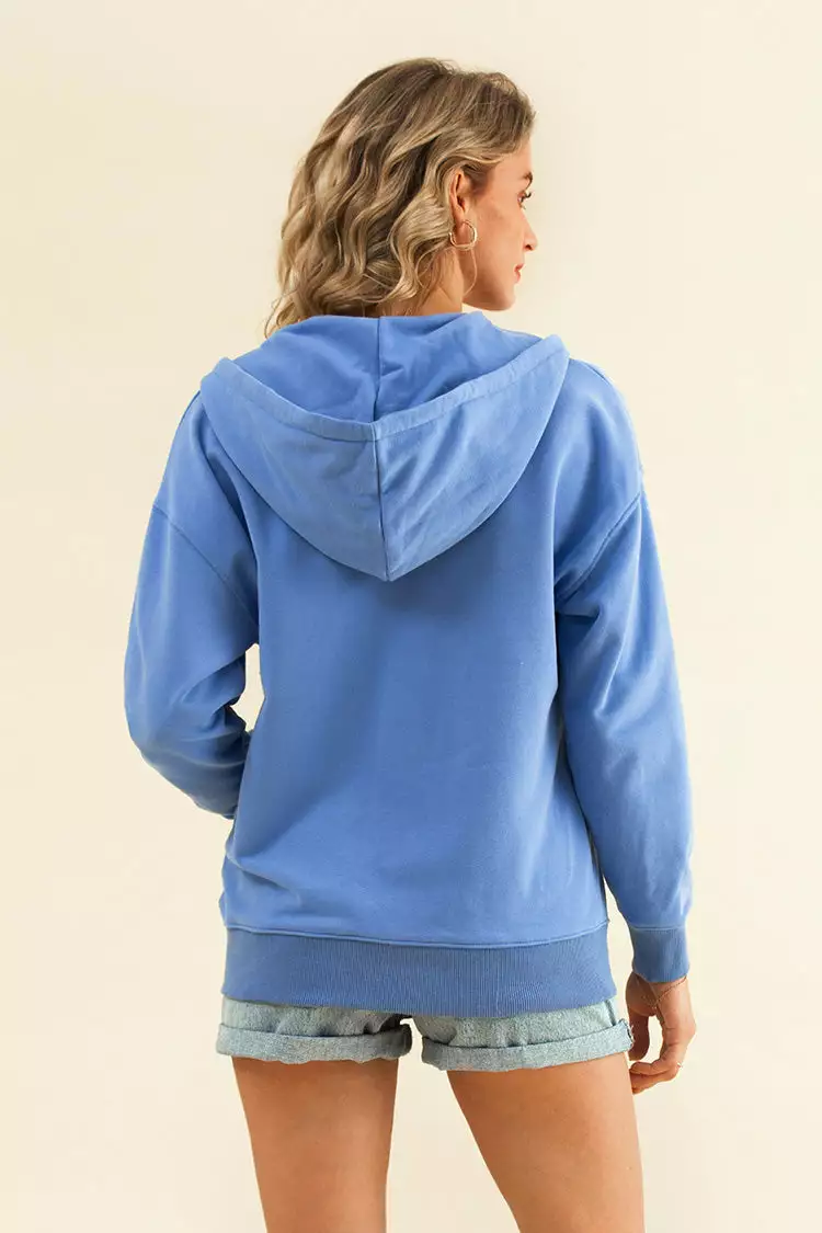 Cupshe Funny Bunny Blue Full-Zip Hoodie 2 Cupshe Funny Bunny Blue Full-Zip Hoodie - Image 2