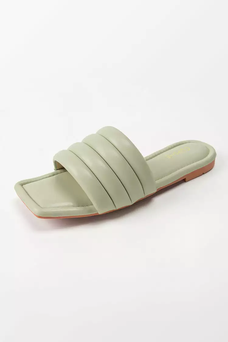 Cupshe Sage Light Green Wide Band Square Toe Slide Sandals 2 Cupshe Sage Light Green Wide Band Square Toe Slide Sandals - Image 2