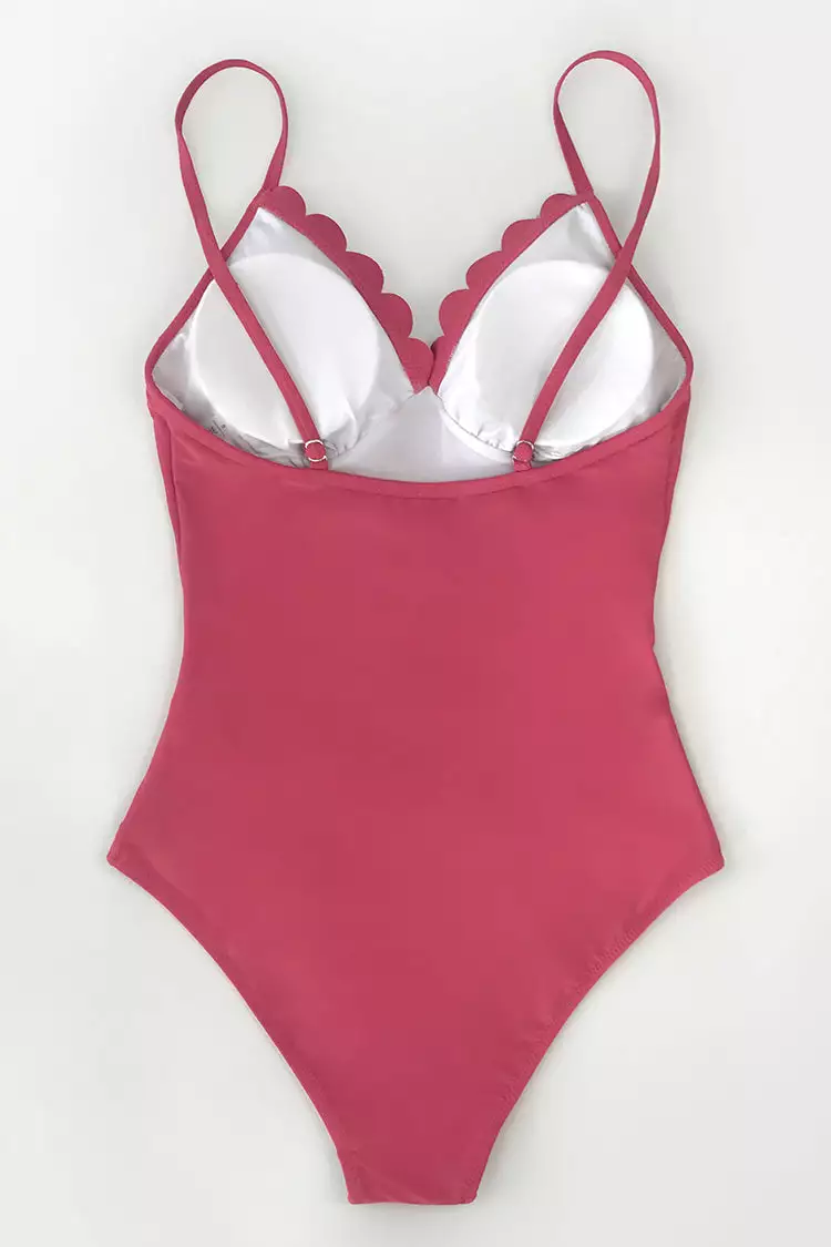 Cupshe Dark Coral Scallop Trimmed One Piece Swimsuit 7 Cupshe Dark Coral Scallop Trimmed One Piece Swimsuit - Image 7