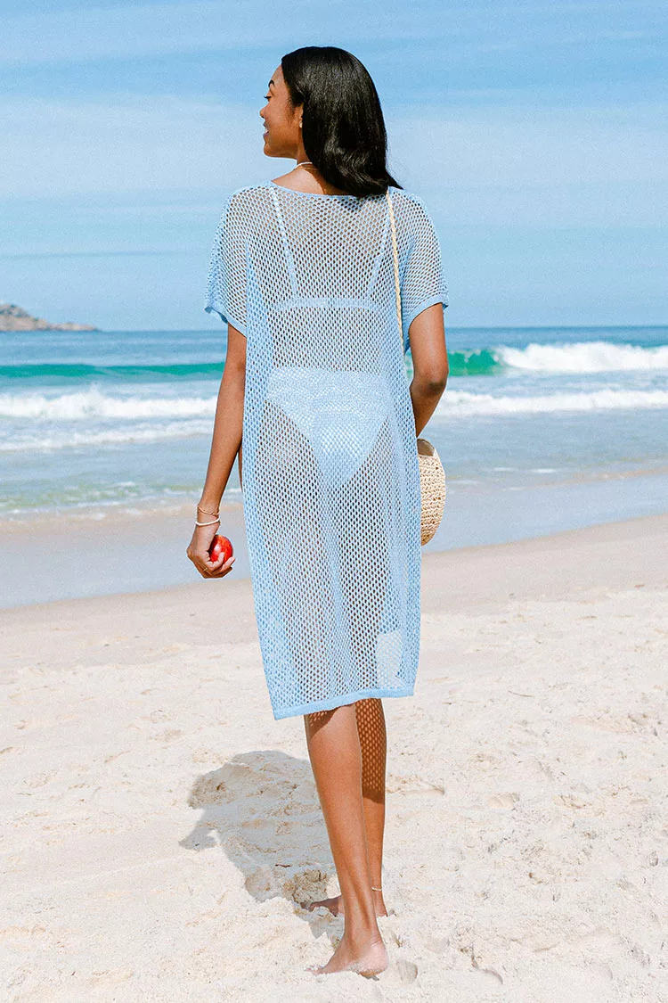 Cupshe Rosalyn Blue Hollow Out Split Cover Up 2 Cupshe Rosalyn Blue Hollow Out Split Cover Up - Image 2