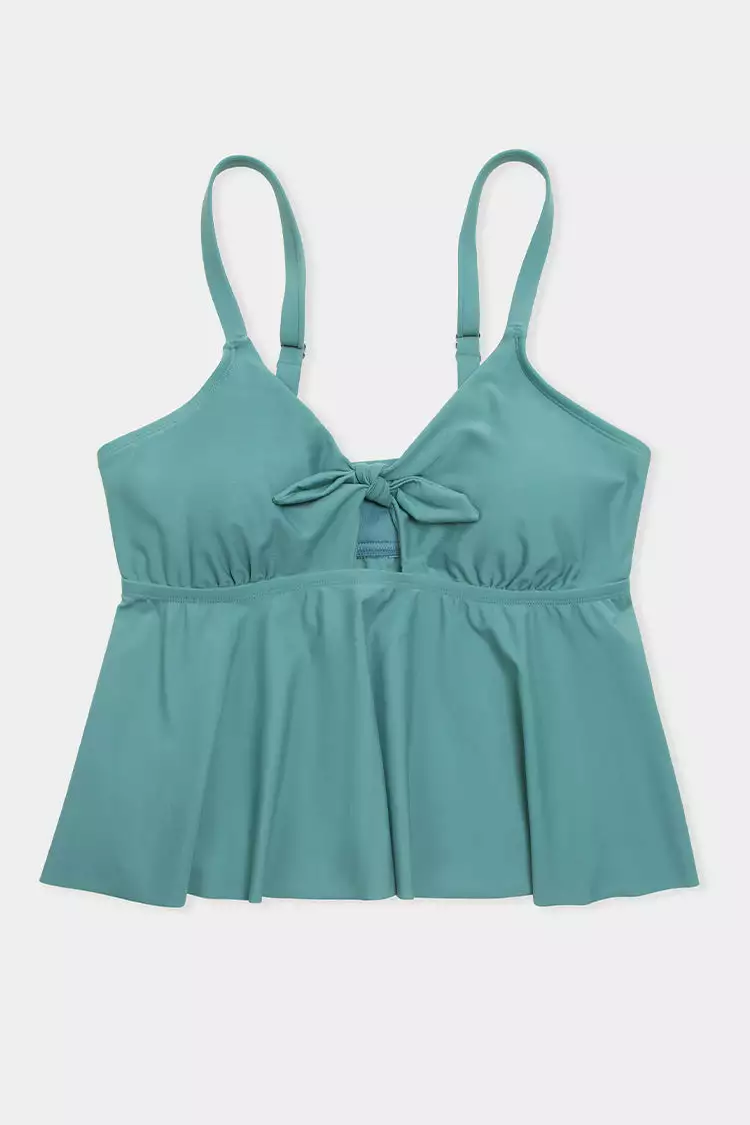 Cupshe Seaside Holiday Bow Tie Front Peplum Plus Size Tankini Top 3 Cupshe Seaside Holiday Bow Tie Front Peplum Plus Size Tankini Top - Image 3