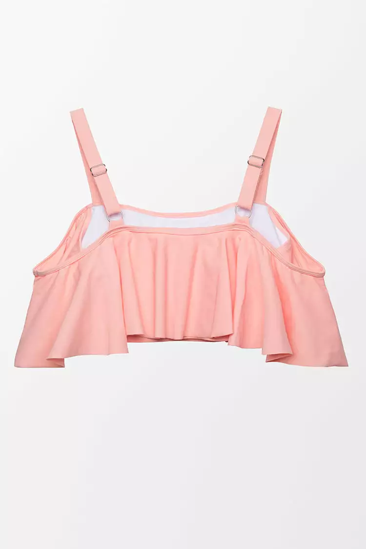 Cupshe Lucy Pink Ruffle Plus Size Bikini Top 4 Cupshe Lucy Pink Ruffle Plus Size Bikini Top - Image 4