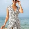 Cupshe Eva Wave Striped V-neck Sleeveless Dress
