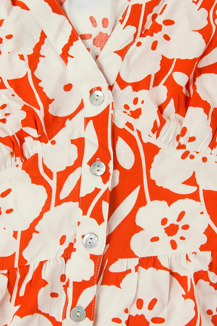 Cupshe Kayley V-neck Tie Fitted Waisted Bubble Sleeve A-Shape Dress 3 Cupshe Kayley V-neck Tie Fitted Waisted Bubble Sleeve A-Shape Dress - Image 3