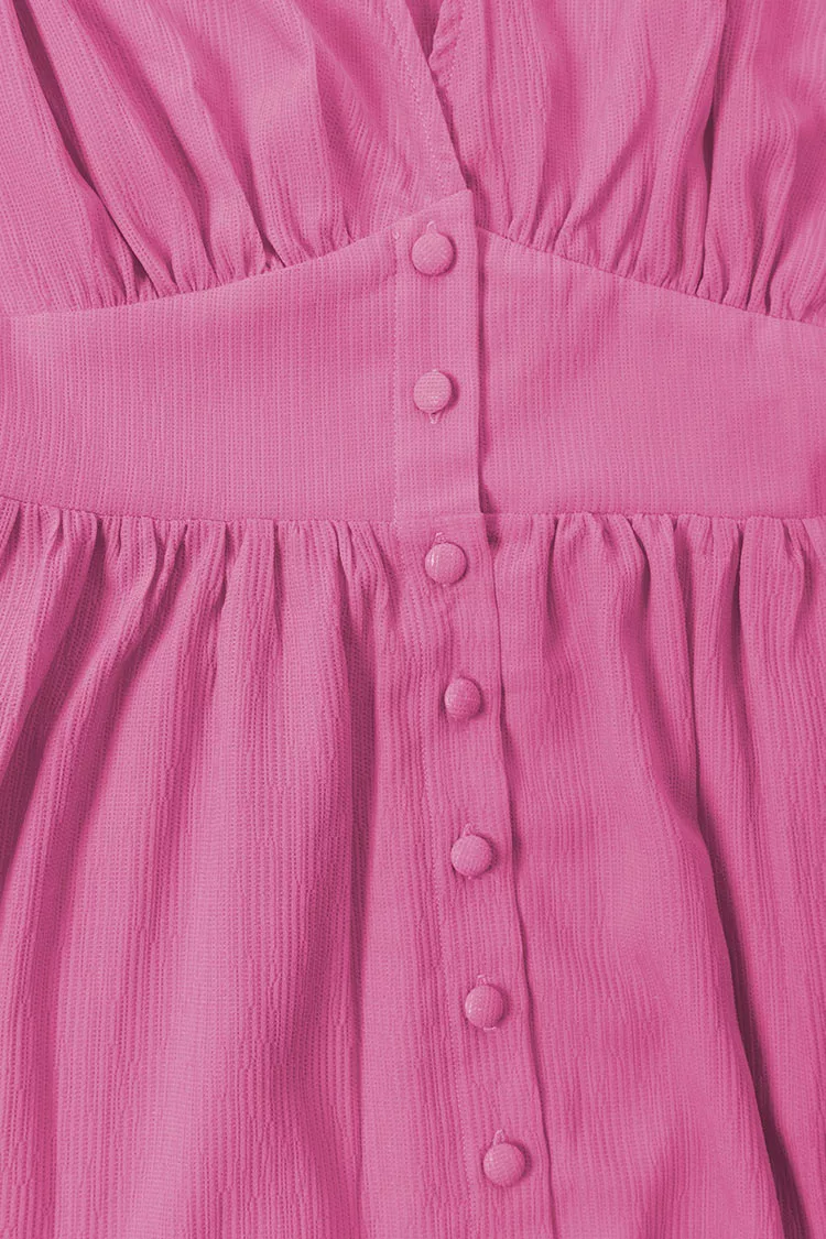 Cupshe Aubriella Front Button V-neck Ruching Maxi Dress 5 Cupshe Aubriella Front Button V-neck Ruching Maxi Dress - Image 5