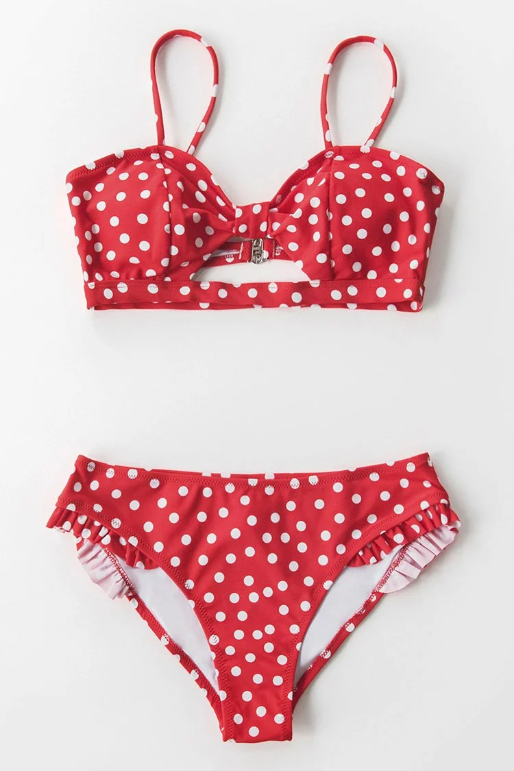 Cupshe Red Polka Dot Cutout Bikini 6 Cupshe Red Polka Dot Cutout Bikini - Image 6