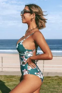Cupshe Green Floral Lace Up One Piece Swimsuit -Deals Cupshe Store 3 25f74b68 1c51 42cd 89f6 156e9bc89d41