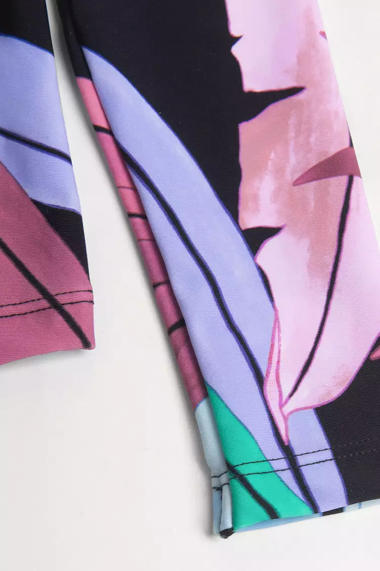 Cupshe Girls' Tropicool Leaf Long Sleeve Swimsuit and Hipster Set 3 Cupshe Girls' Tropicool Leaf Long Sleeve Swimsuit and Hipster Set - Image 3