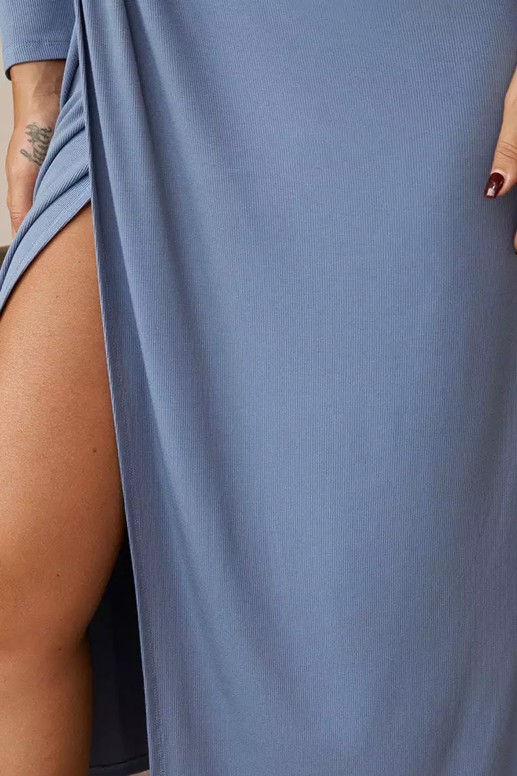 Cupshe Ebony Blue Twist Ruched Long Sleeve Dress 3 Cupshe Ebony Blue Twist Ruched Long Sleeve Dress - Image 3