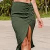 Cupshe Melisa Green Ruched Split Beach Skirt