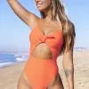 Cupshe Dot Texture Bunny Tie Cutout One Piece Swimsuit
