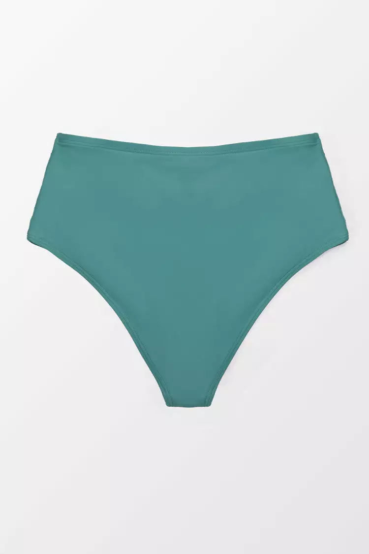 Cupshe Myah Green Ruched High Waisted Plus Size Bikini Bottom 4 Cupshe Myah Green Ruched High Waisted Plus Size Bikini Bottom - Image 4