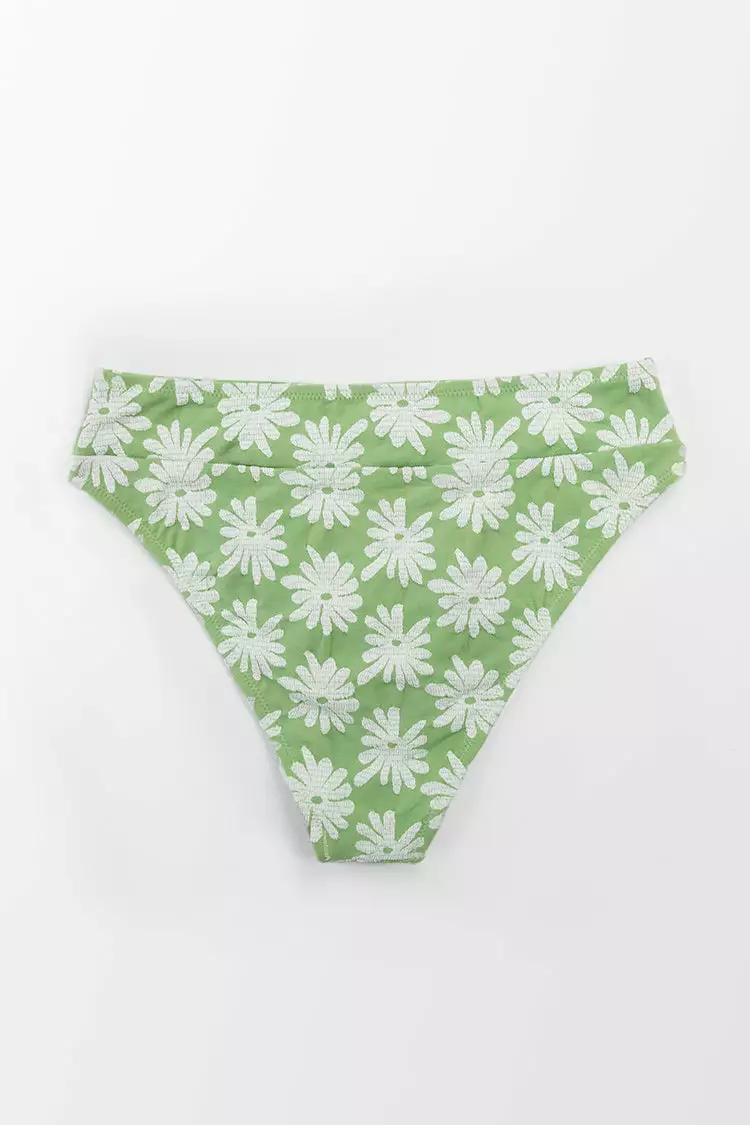 Cupshe Light Green Floral High Waisted Bikini Bottom 4 Cupshe Light Green Floral High Waisted Bikini Bottom - Image 4