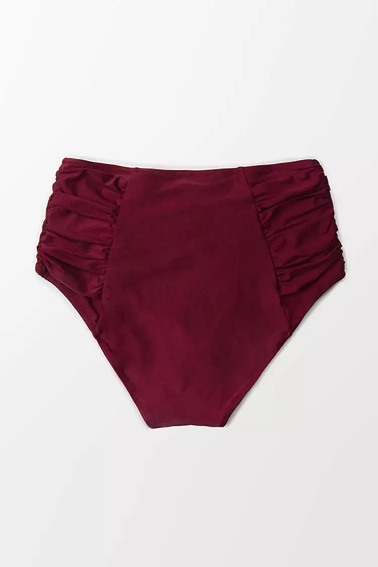 Cupshe Saige Ruched High Waisted Plus Size Bikini Bottom 4 Cupshe Saige Ruched High Waisted Plus Size Bikini Bottom - Image 4